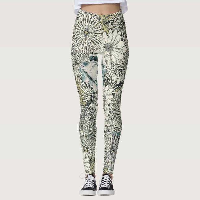 Legging Caneleiras florais ilustradas (Frente)
