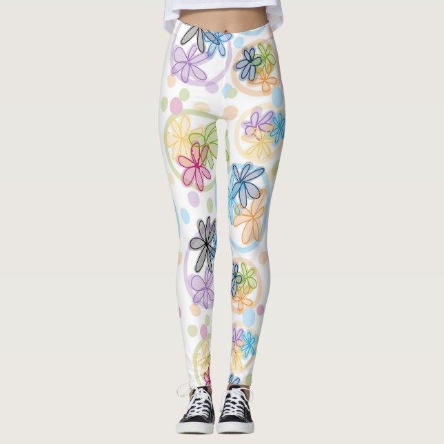 Legging Caneleiras florais lineares (Frente)