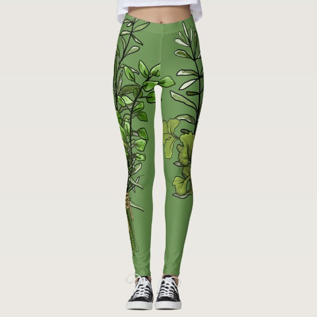 Legging Caneleiras frescas da erva (Frente)