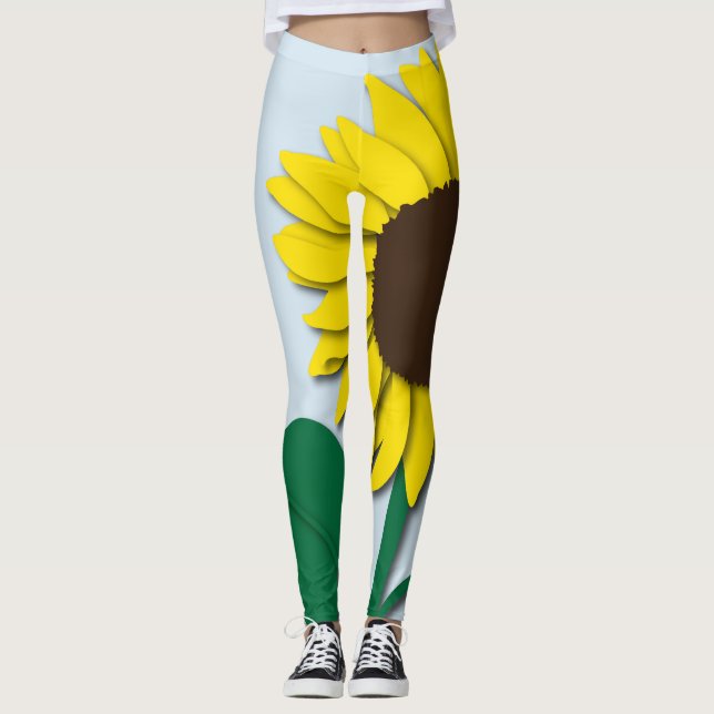 Legging Caneleiras grandes do girassol (Frente)