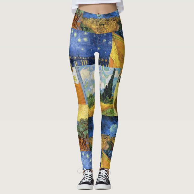 Legging Caneleiras ideais da arte das pinturas de Van Gogh (Frente)