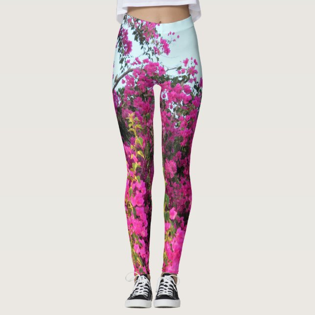 Legging Caneleiras impressas do Bougainvillea foto (Frente)