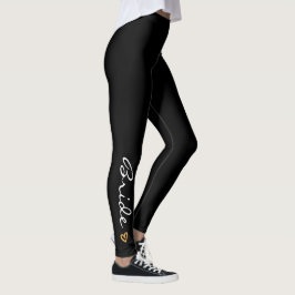 Legging Caneleiras impressas ouro do coração da noiva.