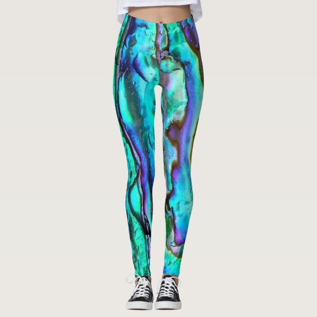 Legging Caneleiras iridescentes da pedra lunar do Opal (Frente)
