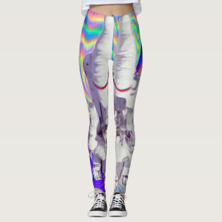 Legging Caneleiras iridescentes holográficas do espaço do