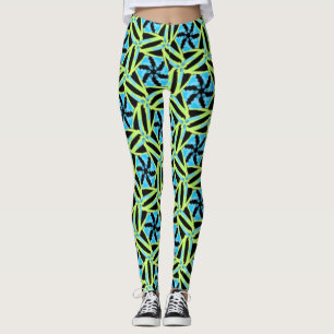 Legging Caneleiras Jimette Desenho amarelo azul e preto