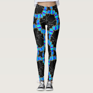 Legging Caneleiras JImette Desenho azul e preto