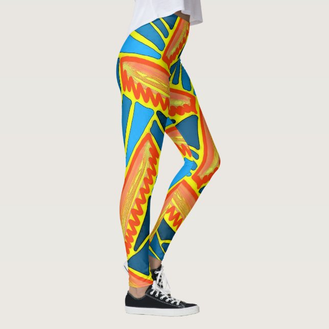 Legging Caneleiras Jimette Desenho de laranja amarelo azul (Direita)