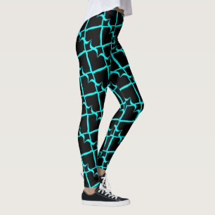 Legging Caneleiras Jimette Desenho turquesa e preto