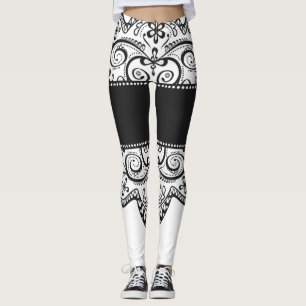 Legging caneleiras laçado brancas do preto do montante do