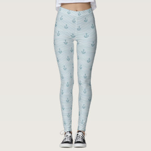 Legging Caneleiras listradas azuis bonitos da navigação