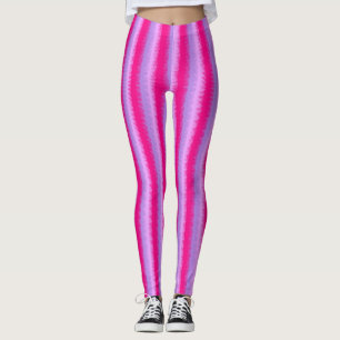 Legging Caneleiras listradas brilhantes roxas cor-de-rosa