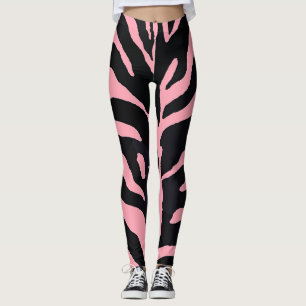 Legging Caneleiras listradas da zebra cor-de-rosa e preta