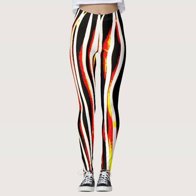 Legging Caneleiras listradas da zebra do relâmpago de (Frente)