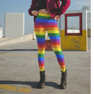 Legging Caneleiras listradas do arco-íris colorido
