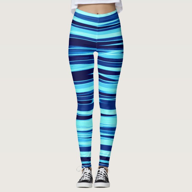 Legging Caneleiras listradas do azul & da cerceta (Frente)