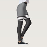 Legging Caneleiras listradas pretas & brancas dos esportes<br><div class="desc">Caneleiras gráficas desportivas e elegantes para todas as ocasiões</div>