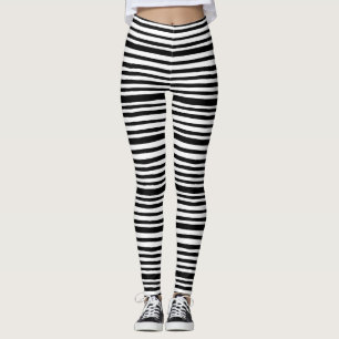 Legging Caneleiras listradas preto e branco