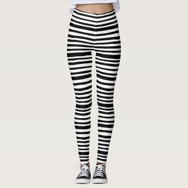 Legging Caneleiras listradas preto e branco (Frente)