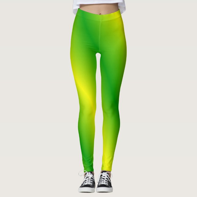 Legging Caneleiras listradas verdes e amarelas (Frente)