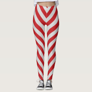 Legging Caneleiras listradas vermelhas e brancas do bastã