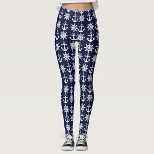 Legging Caneleiras náuticas azuis da âncora