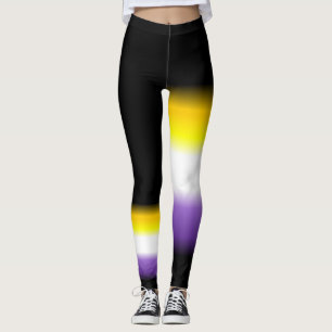 Legging Caneleiras nonbinary assimétricas da bandeira do