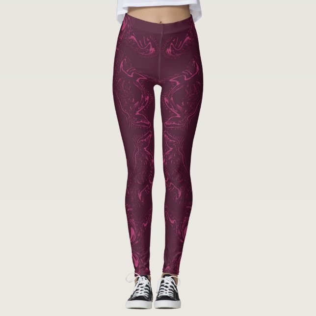 Legging Caneleiras - o rosa e Borgonha rodaram teste (Frente)