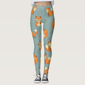 Legging Caneleiras pequenas bonitos do teste padrão do Fox