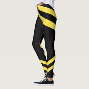 Legging Caneleiras pretas & amarelas do exercício do test