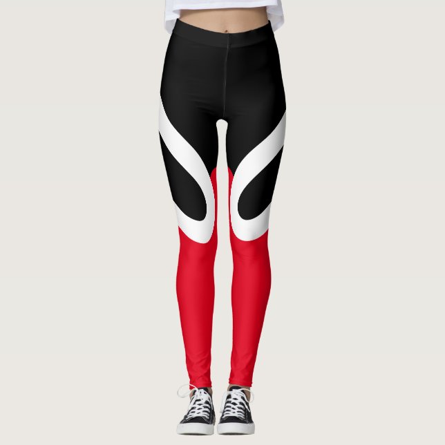 Legging Caneleiras pretas/brancas/vermelhas do "OH-OH" (Frente)