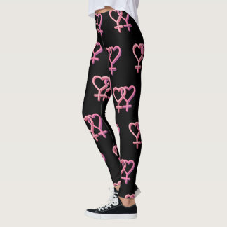 Legging Caneleiras pretas com lgbt lésbica cor-de-rosa do