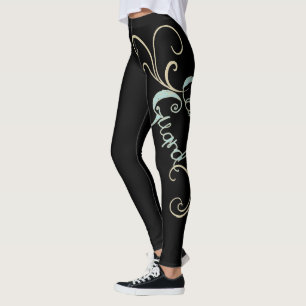 Legging Caneleiras pretas da guarda de cor com design do