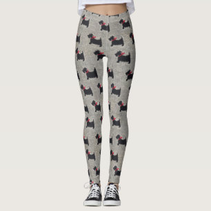 Legging Caneleiras pretas de Terrier da malha
