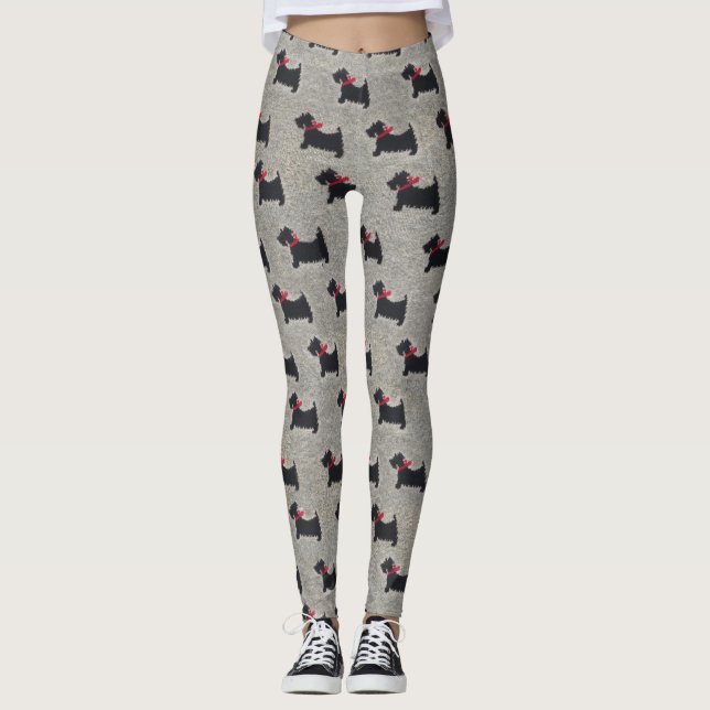 Legging Caneleiras pretas de Terrier da malha (Frente)