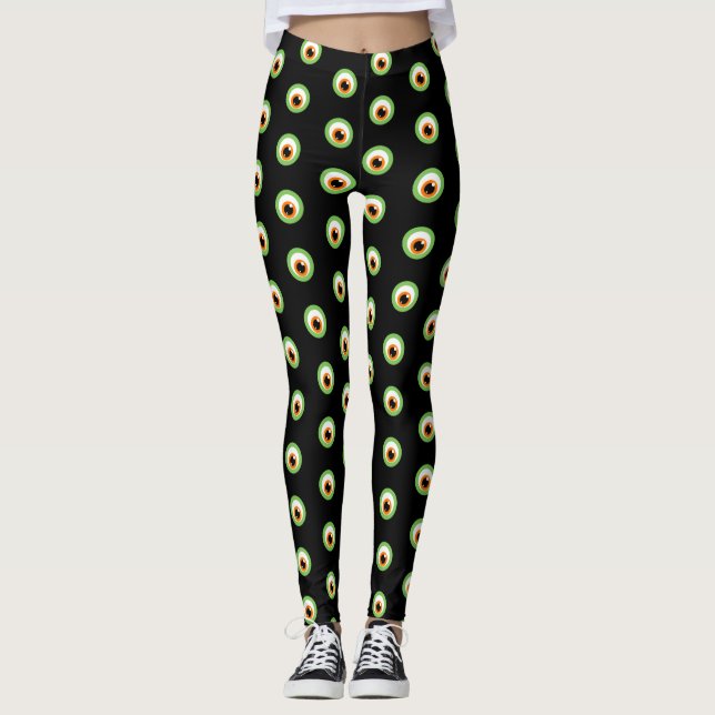 Legging Caneleiras pretas do olho do monstro (Frente)
