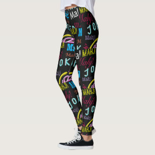Legging Caneleiras pretas do palhaço do Mah Jongg