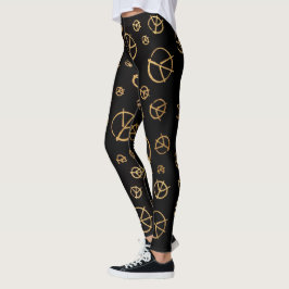 Legging Caneleiras pretas do sinal de paz