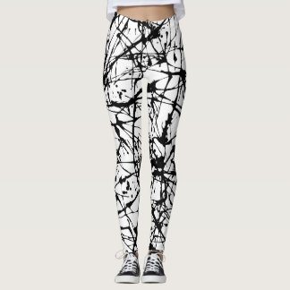 Legging Caneleiras pretas do Splatter da pintura