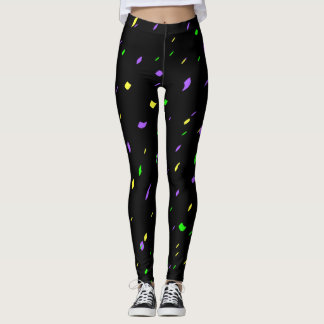 Legging Caneleiras pretas dos confetes do carnaval