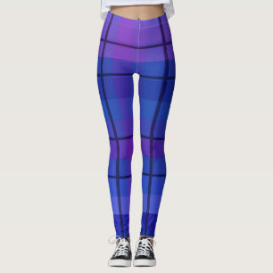 Legging Caneleiras pretas e azuis da xadrez