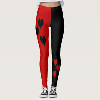 Legging Caneleiras pretas e vermelhas dos corações