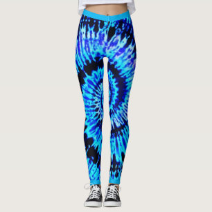 Legging Caneleiras psicadélicos azuis da ioga do teste