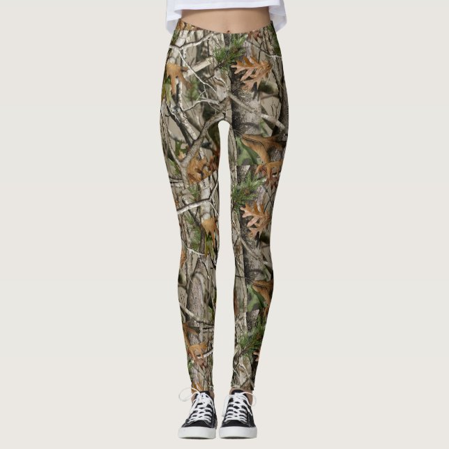 Legging Caneleiras reais Camo da camuflagem das mulheres (Frente)