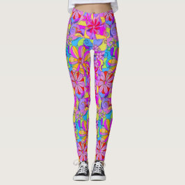 Legging Caneleiras retros da flor