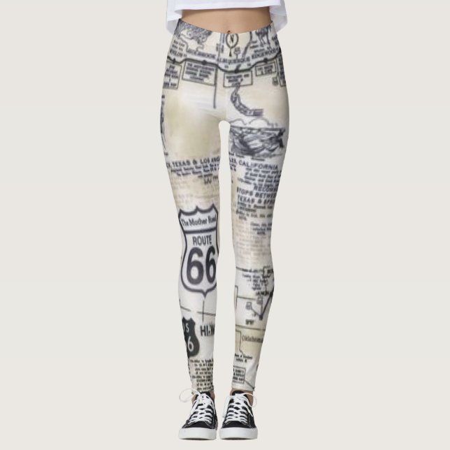 Legging Caneleiras retros do estilo da rota 66 (Frente)