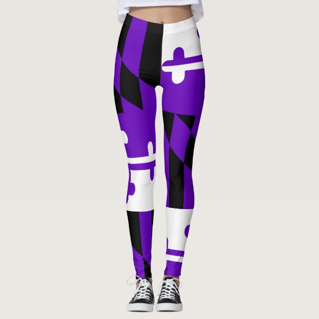 Legging Caneleiras roxas da bandeira de Maryland (Frente)