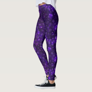 Legging Caneleiras roxas das senhoras da mistura do floco