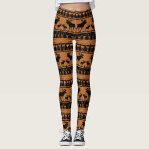 Legging Caneleiras rústicas do teste padrão dos alces da