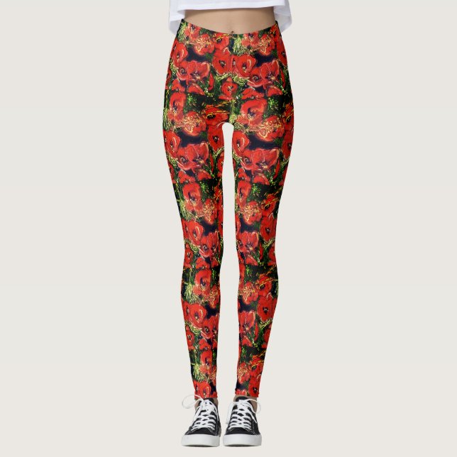 Legging Caneleiras selvagens Funky da papoila (Frente)
